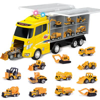 Construction Carrier Truck with 12 Die-Cast Construction Toy Cars