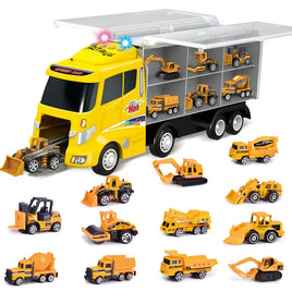 Construction Carrier Truck with 12 Die-Cast Construction Toy Cars