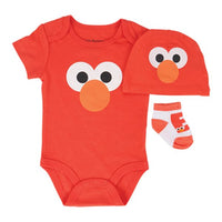 3-Piece Elmo Baby Body Suit, Cap, Bootie Set