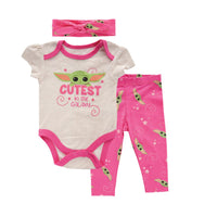 3-Piece Baby Clothing Set - Baby Yoda - Pink