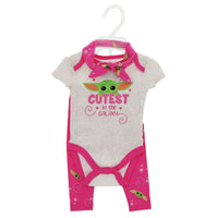 3-Piece Baby Clothing Set - Baby Yoda - Pink