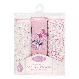 3-Piece Hooded Towel Bath Set - Pink