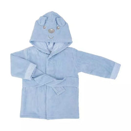 Hooded Velour Cotton Baby Robe - Dog