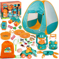 Kids Camping Tent with Bug Catcher and Food - 36 Pcs