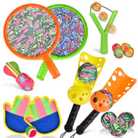 Outdoor Game Set with Air Scoop Balls, Pickleball, Slingshot, and Toss and Catch Game