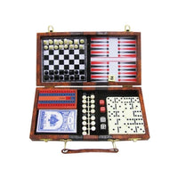 6-in-1 Game Set - Miniature Travel Set - Dominoes, Chess, Checkers, Backgammon, Cribbage, and Cards