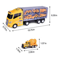 Construction Carrier Truck with 12 Die-Cast Construction Toy Cars